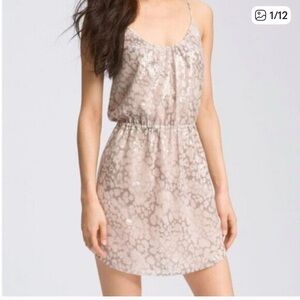 Rebecca Taylor Sequined Mini Dress Size 2 Spaghetti Strap Lined Elastic Waist